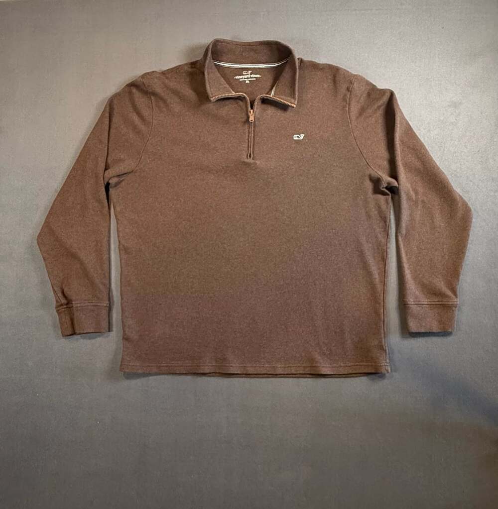Vineyard Vines Quarter Zip Pullover Size XL Brown Cotton